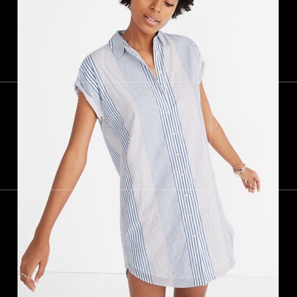 Madewell Dresses & Skirts - Madewell Collared dress in blue and pink stripe